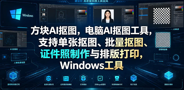 方块AI抠图，电脑AI抠图工具，支持单张抠图、批量抠图、证件照制作与排版打印，Windows工具-K6源码网