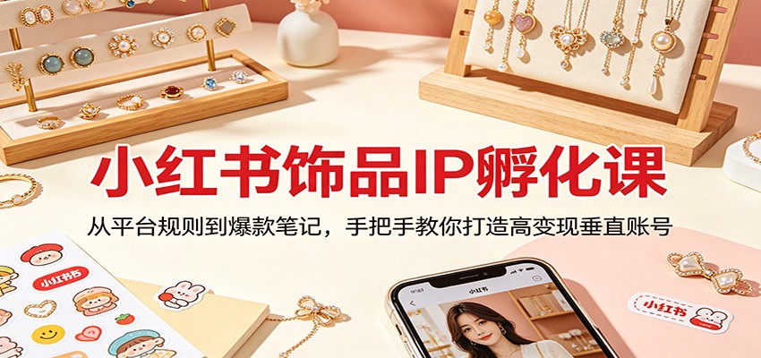 小红书饰品IP孵化课：从平台规则到爆款笔记，手把手教你打造高变现垂直账号-K6源码网
