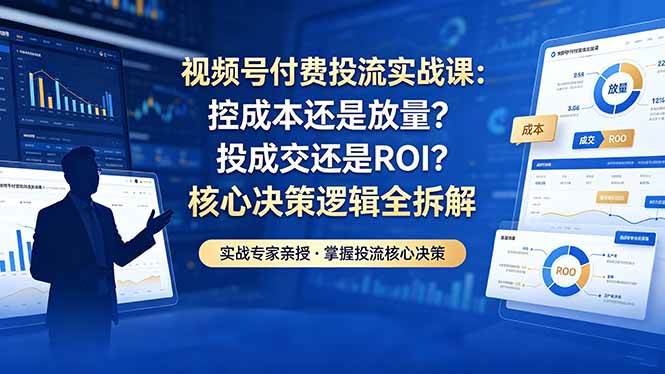 （18462期）视频号付费投流实战课-5月：控成本还是放量？投成交还是ROI？核心决策逻辑全拆解-K6源码网