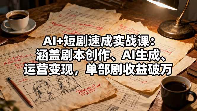 (16359期)AI+短剧速成实战课:涵盖剧本创作、AI生成、运营变现,单部剧收益破万-K6源码网