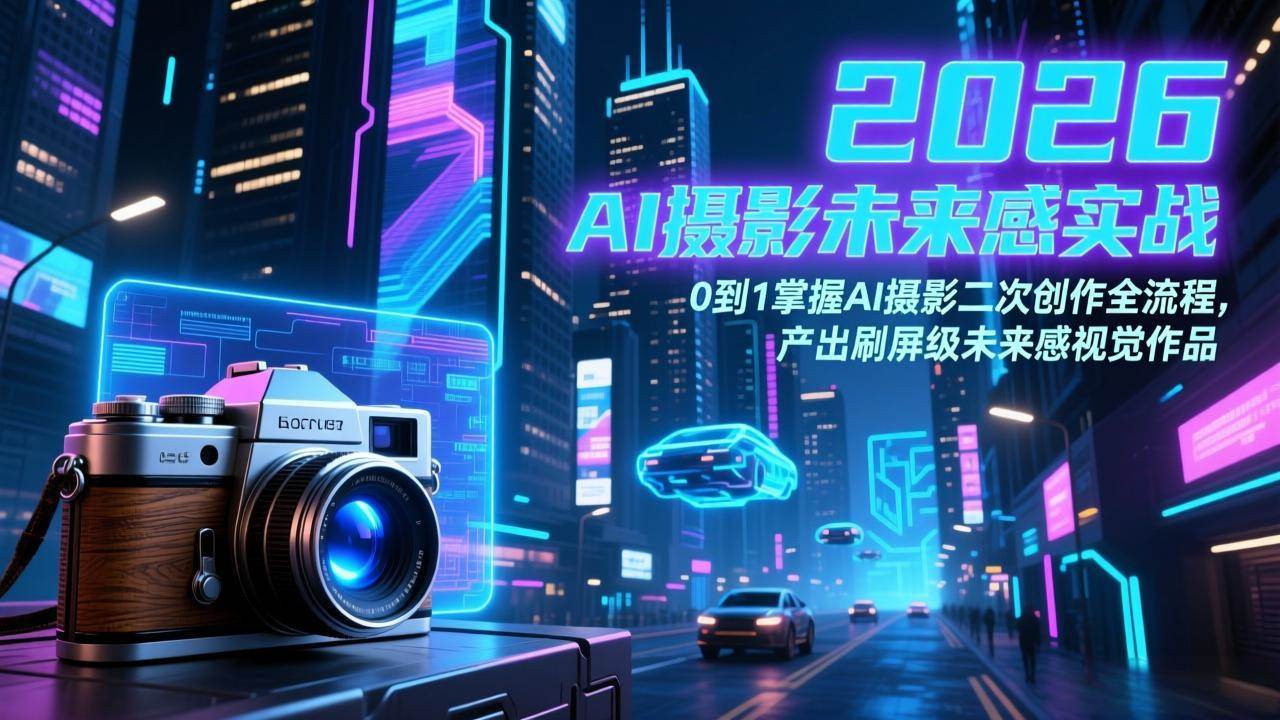 （17584期）2026 AI摄影未来感实战：0到1掌握AI摄影二次创作全流程，产出刷屏级未来感视觉作品-K6源码网