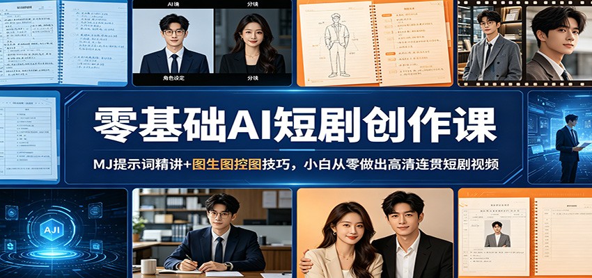 零基础AI短剧创作课：MJ提示词精讲+图生图控图技巧，小白从零做出高清连贯短剧视频-K6源码网
