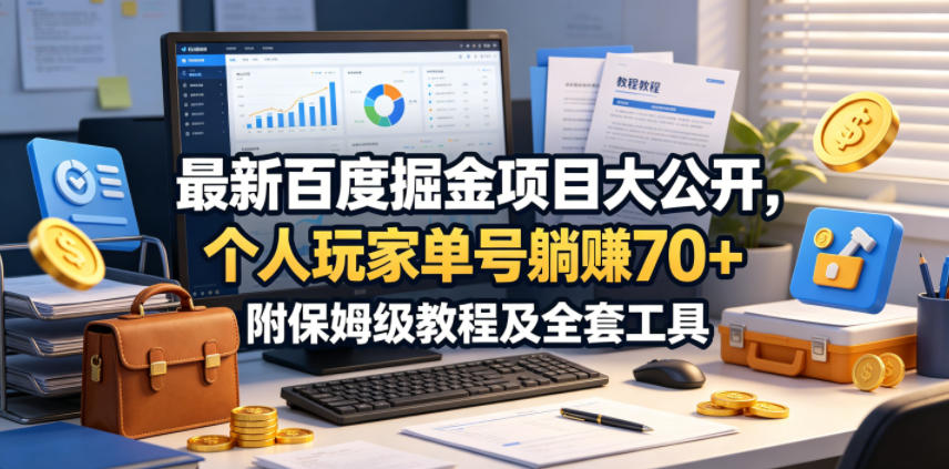最新百度掘金项目大公开，个人玩家单号躺賺70+，附保姆级教程及全套工具【揭秘】-K6源码网