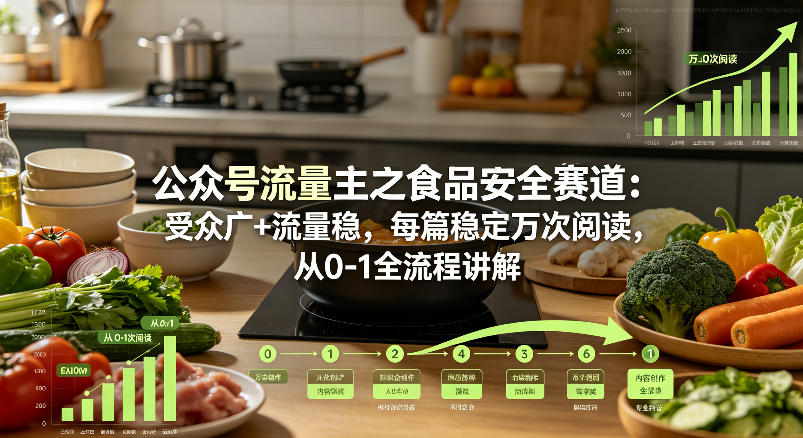 公众号流量主之食品安全赛道，受众广+流量稳，每篇作品稳定万次阅读，从0-1全流程讲解-K6源码网