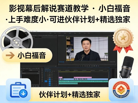 某大佬的影视幕后解说赛道教学，小白福音，上手难度小，可进伙伴计划+精选独家-K6源码网