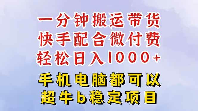 （16285期）快手黑科技一分钟搬运带货，一刀不剪过原创，微付费投流玩法，轻松日入…-K6源码网
