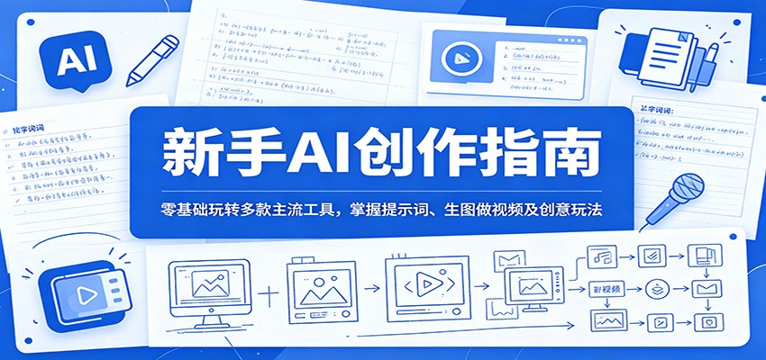 新手AI创作指南:零基础玩转多款主流工具,掌握提示词、生图做视频及创意玩法-K6源码网