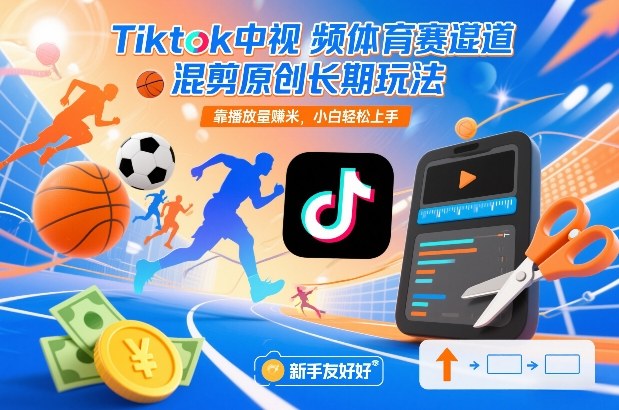 Tiktok中视频体育赛道混剪原创长期玩法,靠播放量賺米,小白轻松上手-K6源码网