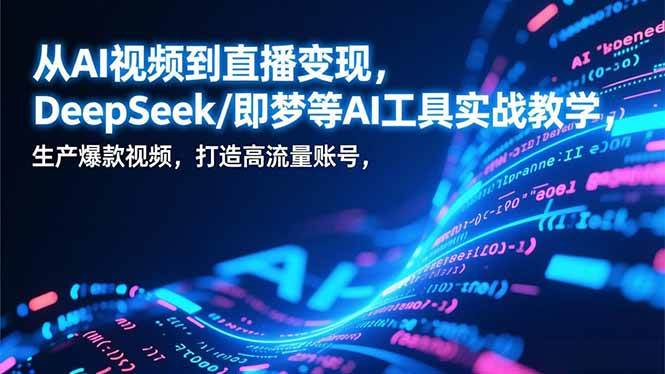 （17001期）从AI视频到直播变现，DeepSeek/即梦等AI工具实战教学，生产爆款视频，打造高流量账号-K6源码网