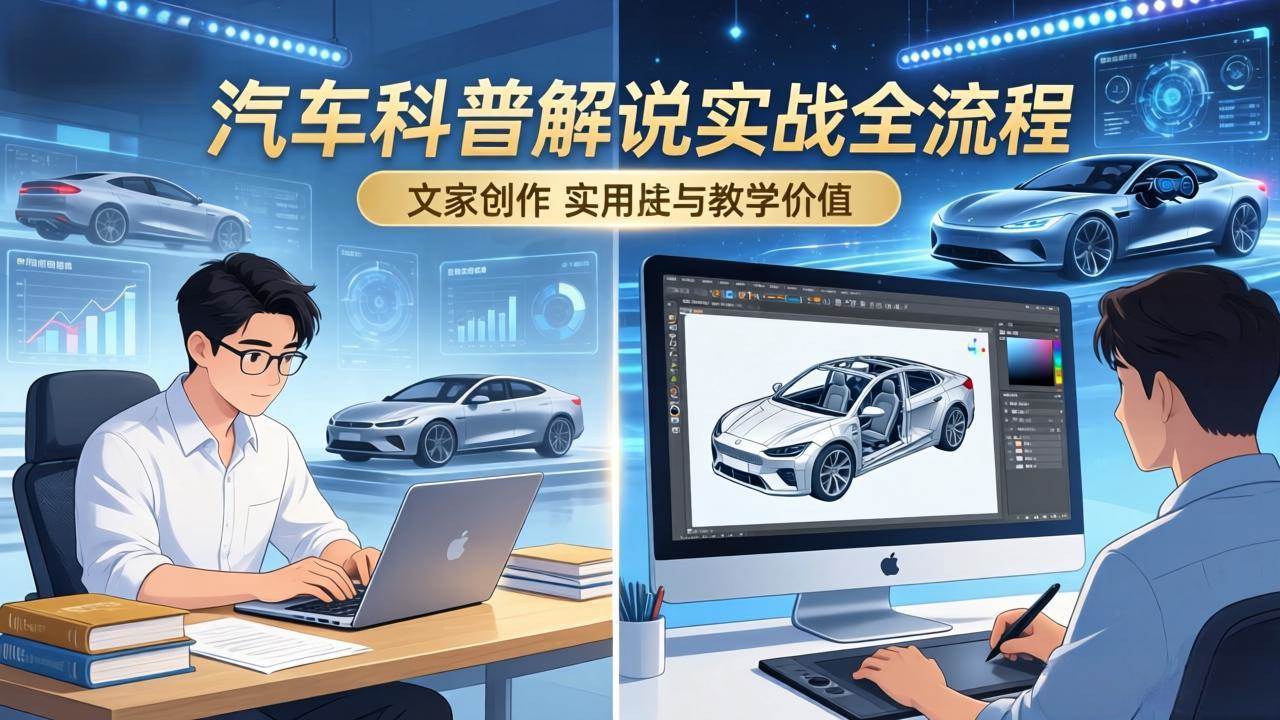 （17665期）抖音汽车科普解说实战：文案+动画+画面处理+去水印全流程，打造专业汽车科普视频-K6源码网