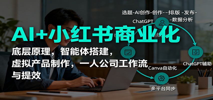AI+小红书商业化，底层原理，智能体搭建，虚拟产品制作，一人公司工作流与提效-K6源码网