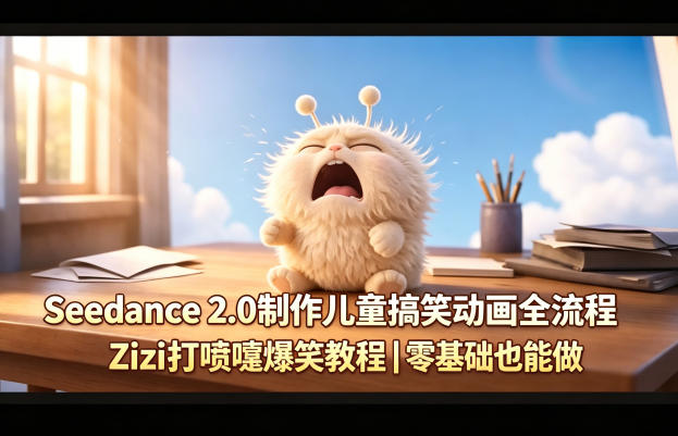Seedance 2.0制作儿童搞笑动画全流程Zizi打喷嚏爆笑教程｜零基础也能做-K6源码网