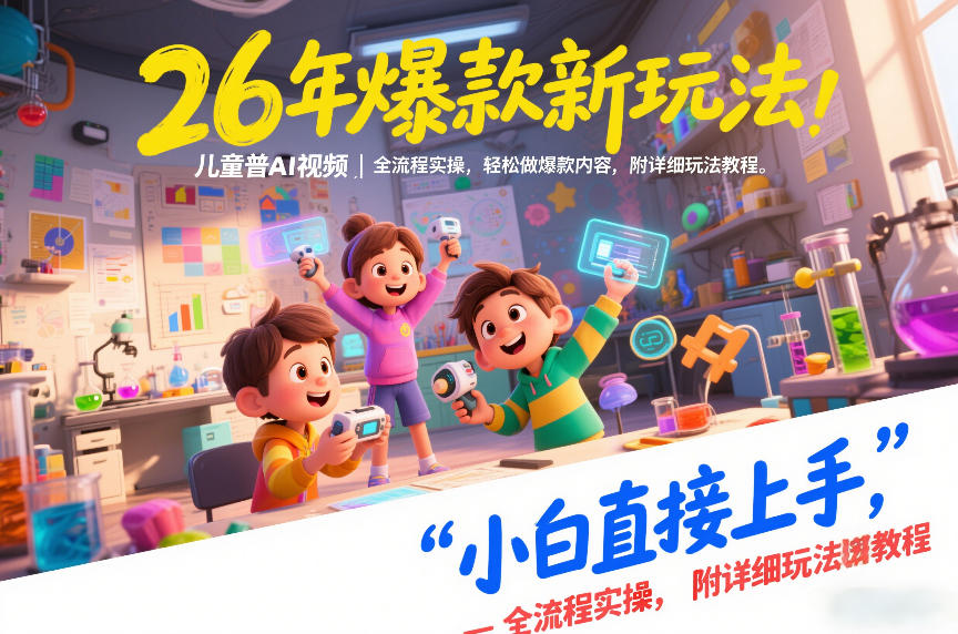 26年爆款新玩法，儿童科普AI视频，全流程实操，轻松做爆款内容，小白直接上手，附详细玩法教程-K6源码网