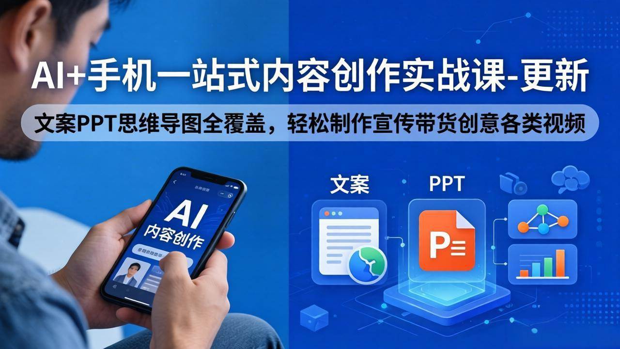 （18204期）AI+手机一站式内容创作实战课-更新，文案PPT思维导图全覆盖，轻松制作宣传带货创意各类视频-K6源码网