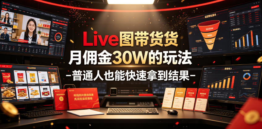 Live图带货月佣金30W的玩法-普通人也能快速拿到结果-K6源码网
