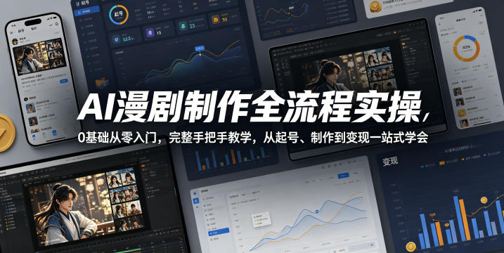 AI漫剧制作全流程实操，0基础从零入门，完整手把手教学，从起号、制作到变现一站式学会-K6源码网