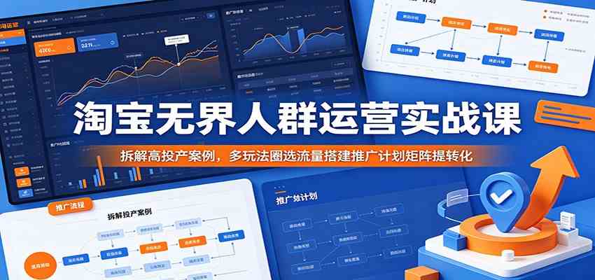 淘宝无界人群运营实战课：拆解高投产案例，多玩法圈选流量搭建推广计划矩阵提转化-K6源码网