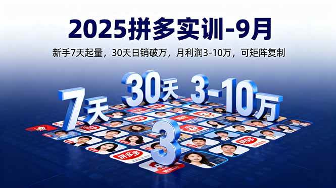 （16008期）2025拼多多实训-9月：新手7天起量,30天日销破万,月利润3-10万,可矩阵复制-K6源码网