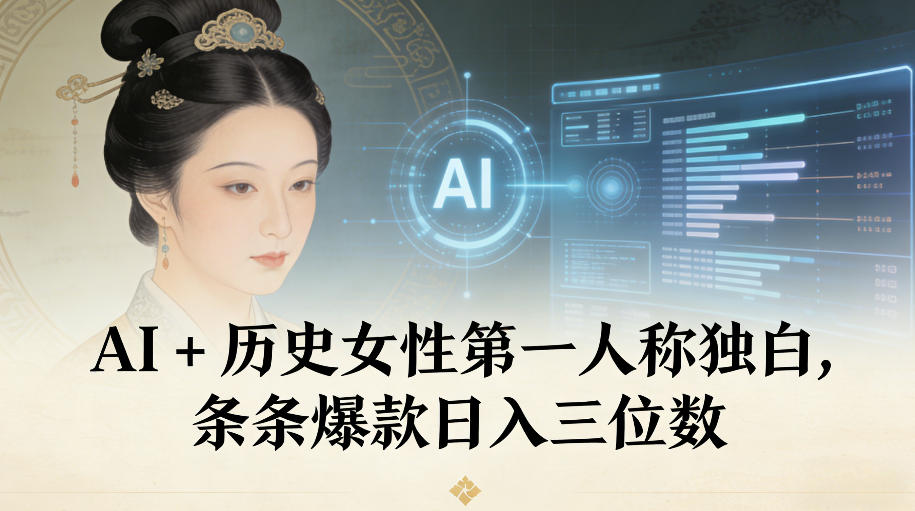 AI+历史女性第一人称独白，条条爆款日入三位数-K6源码网