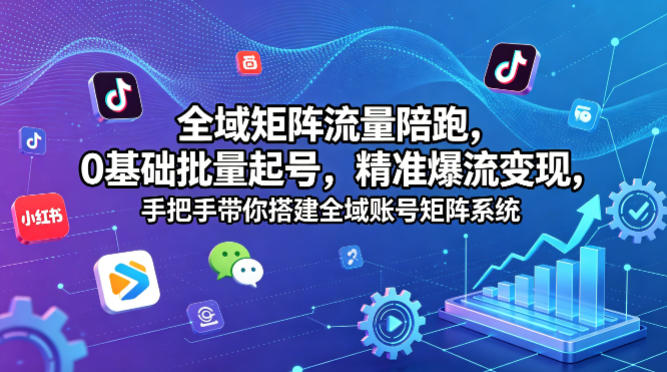 全域矩阵流量陪跑，0基础批量起号，精准爆流变现，手把手带你搭建全域账号矩阵系统-K6源码网