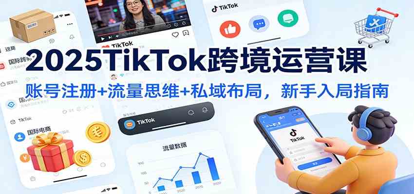 2025TikTok跨境运营课：账号注册+流量思维+私域布局，新手入局指南-K6源码网