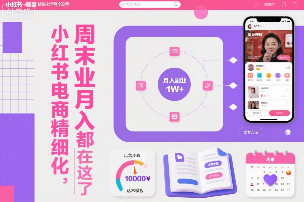 小红书电商精细化运营全流程，周末副业月入1W+，全套方法都在这了-K6源码网