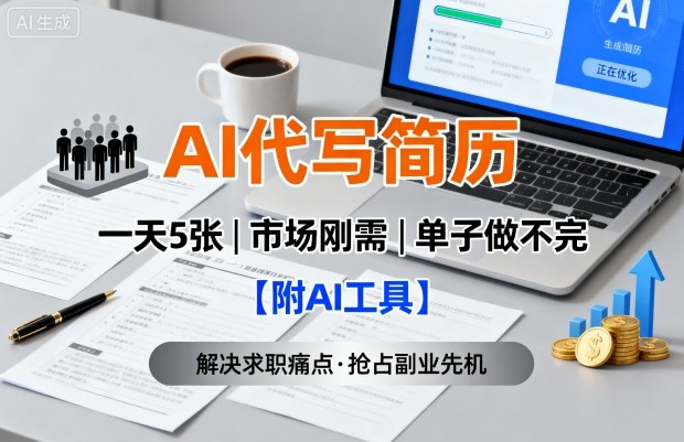 AI代写简历，一天5张，今年找工作难，市场刚需，单子做不完【附AI工具】-K6源码网