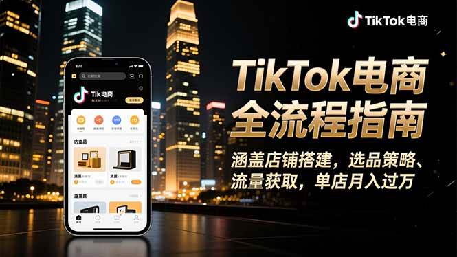 (16524期)TikTok电商全流程指南,涵盖店铺搭建、选品策略、流量获取,单店月入过万-K6源码网