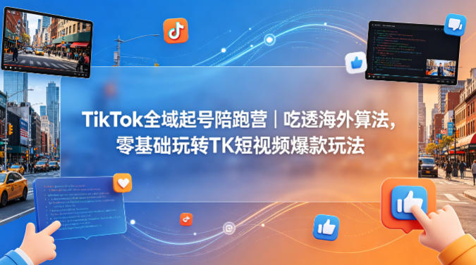 TikTok全域起号陪跑营｜吃透海外算法，零基础玩转TK短视频爆款玩法-K6源码网