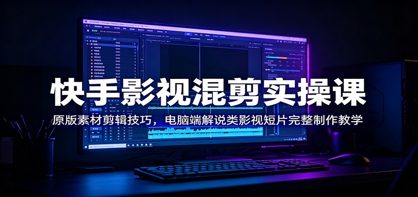 快手影视混剪实操课:原版素材剪辑技巧,电脑端解说类影视短片完整制作教学-K6源码网
