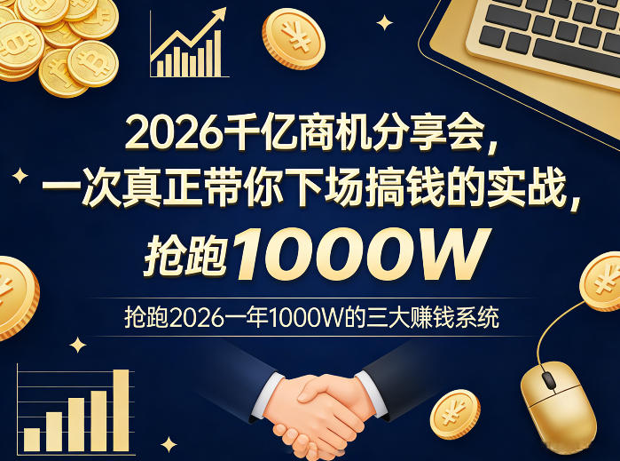 2026千亿商机分享会，一次真正带你下场搞钱的实战，抢跑2026一年1000W的三大賺钱系统-K6源码网