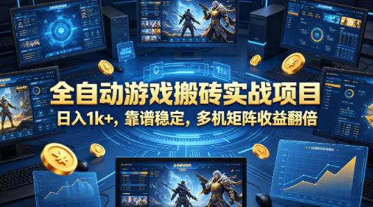 全自动游戏搬砖实战项目，日入1k+，靠谱稳定，多机矩阵收益翻倍【揭秘】-K6源码网