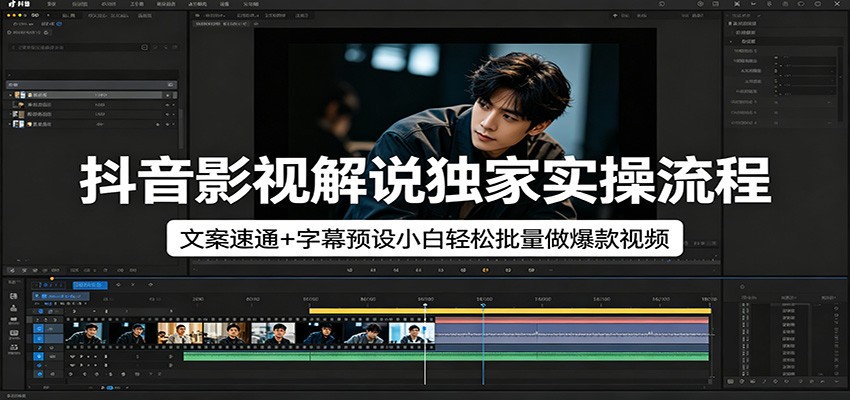 抖音影视解说独家实操流程，文案速通+字幕预设小白轻松批量做爆款视频-K6源码网