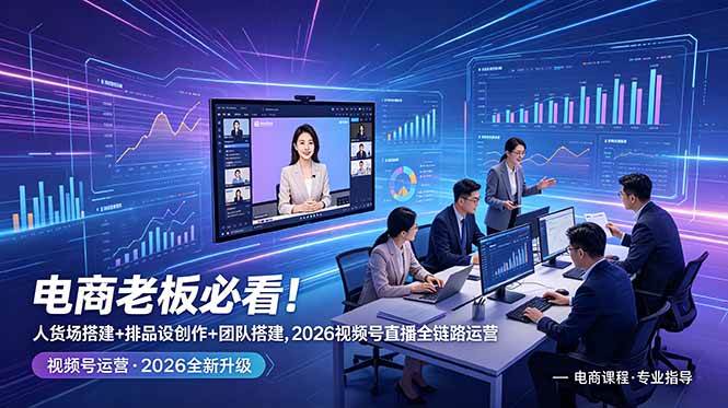 (18845期)电商老板必看!人货场搭建+排品设计+素材创作+团队搭建,2026视频号直播全链路运营-K6源码网