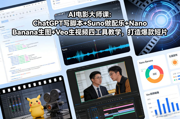 AI电影大师课：ChatGPT写脚本+Suno做配乐+Nano Banana生图+Veo生视频，打造爆款短片-K6源码网