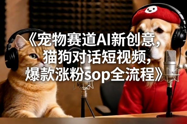 宠物赛道AI新创意，猫狗对话短视频，爆款涨粉sop全流程-K6源码网