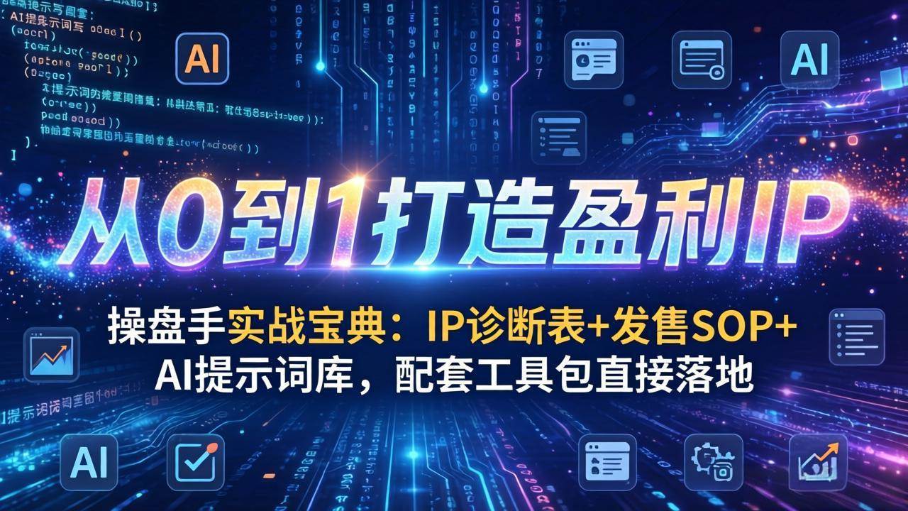（17593期）操盘手实战宝典：IP诊断表+发售SOP+AI提示词库，配套工具包直接落地，从0到1打造盈利IP-K6源码网