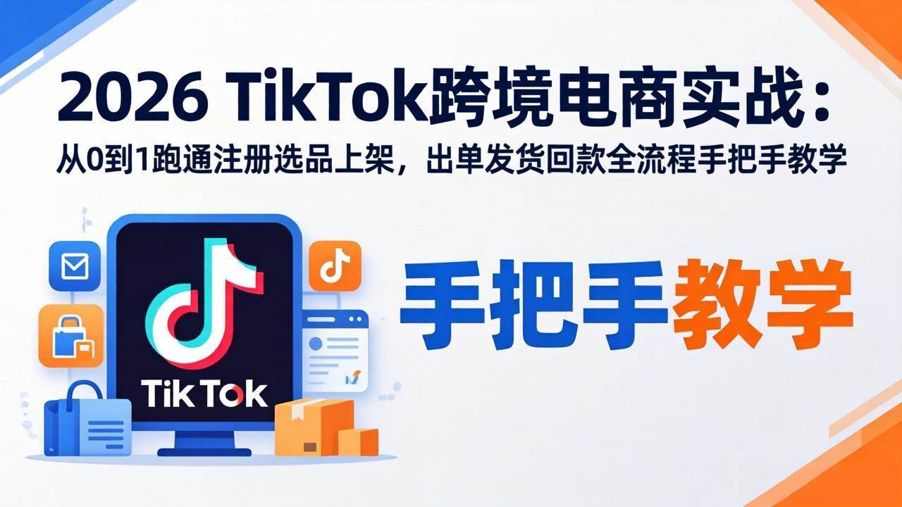 （17850期）2026TikTok跨境电商实战：从0到1跑通注册选品上架，出单发货回款全流程手把手教学-K6源码网