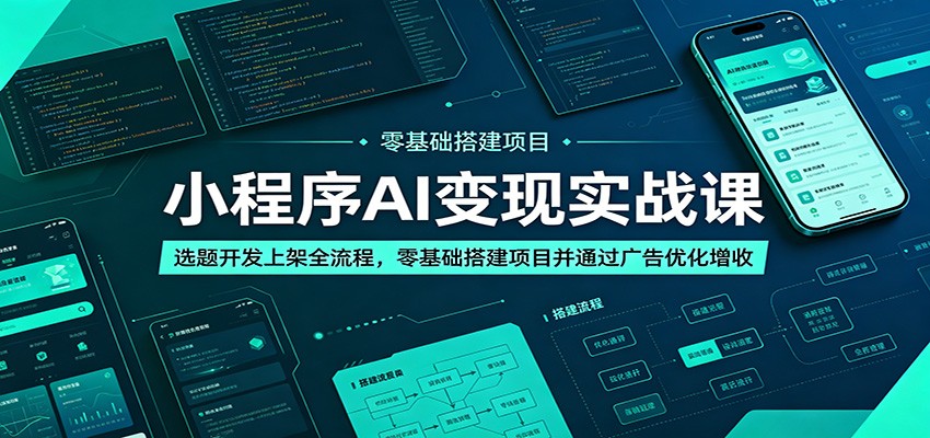 小程序AI变现实战课:选题开发上架全流程,零基础搭建项目并通过广告优化增收-K6源码网