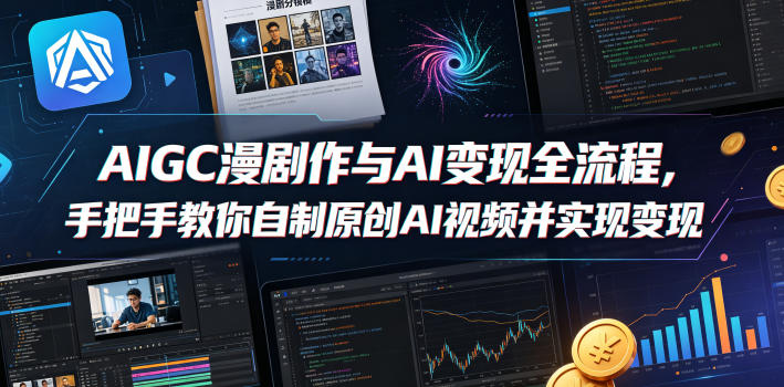 AIGC漫剧创作与AI变现全流程，手把手教你自制原创AI视频并实现变现-K6源码网