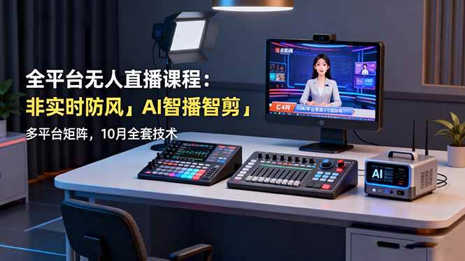 (16279期)全平台无人直播课程:非实时防风+AI智播智剪+多平台矩阵,10月全套技术-K6源码网