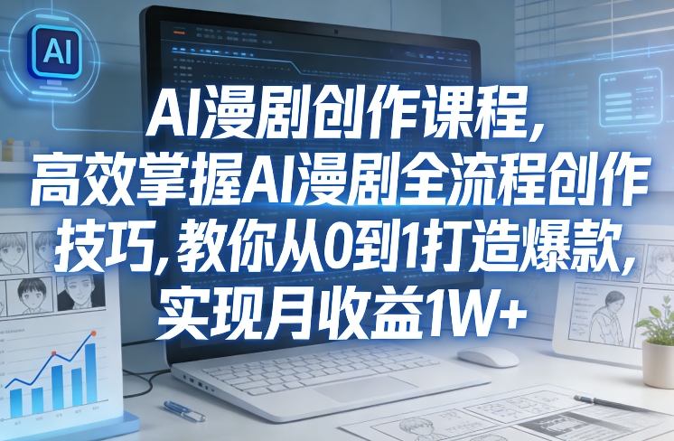 某社群AI漫剧创作课程，高效掌握AI漫剧全流程创作技巧，教你从0到1打造爆款，实现月收益1W+-K6源码网