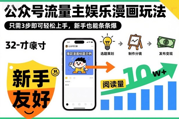 公众号流量主娱乐漫画玩法,只需3步即可轻松上手,新手也能条条爆-K6源码网