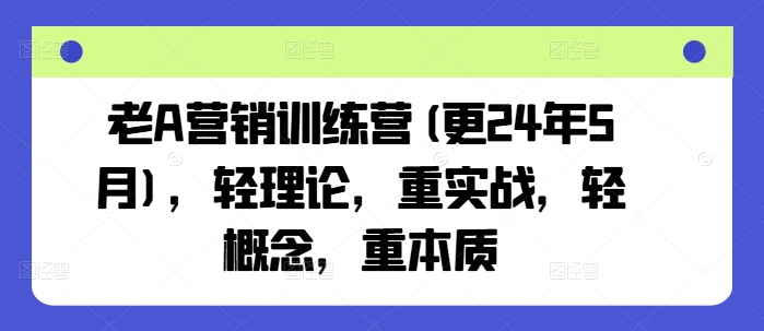 老A营销训练营(更25年10月),轻理论,重实战,轻概念,重本质-K6源码网