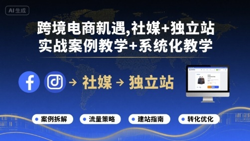 跨境电商新机遇,社媒+独立站,实战案例教学+系统化教学-K6源码网
