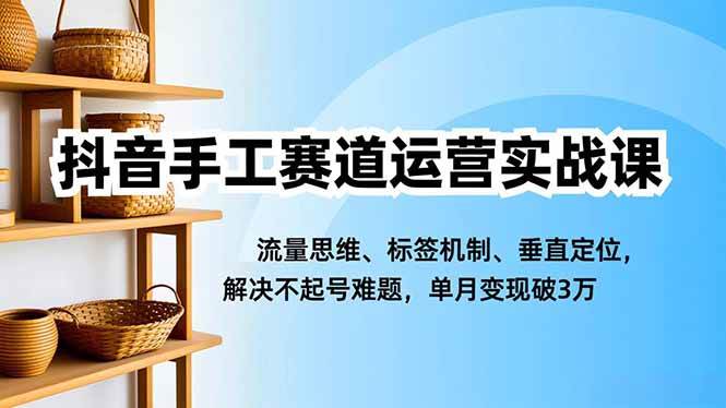 （16667期）抖音手工赛道运营实战课，流量思维、标签机制、垂直定位，解决不起号难题，单月变现破3万-K6源码网