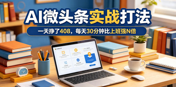一天挣了408,AI微头条实战打法,每天30分钟比上班强N倍-K6源码网