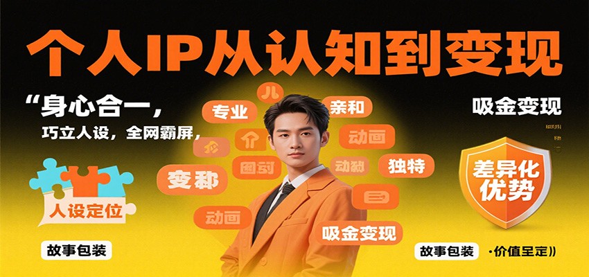 个人IP从认知到变现，身心合一，巧立人设，全网霸屏，吸金变现-K6源码网