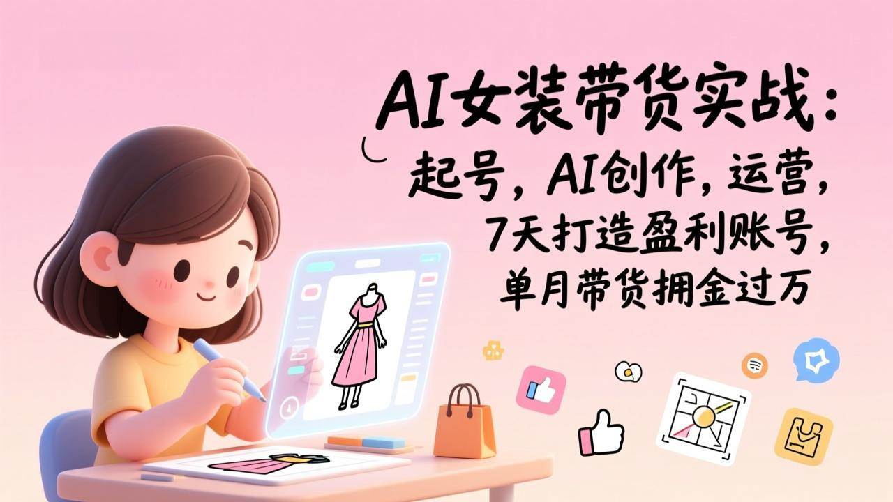 （17088期）AI女装带货实战：起号，AI创作，运营，7天打造盈利账号，单月带货佣金过万-K6源码网
