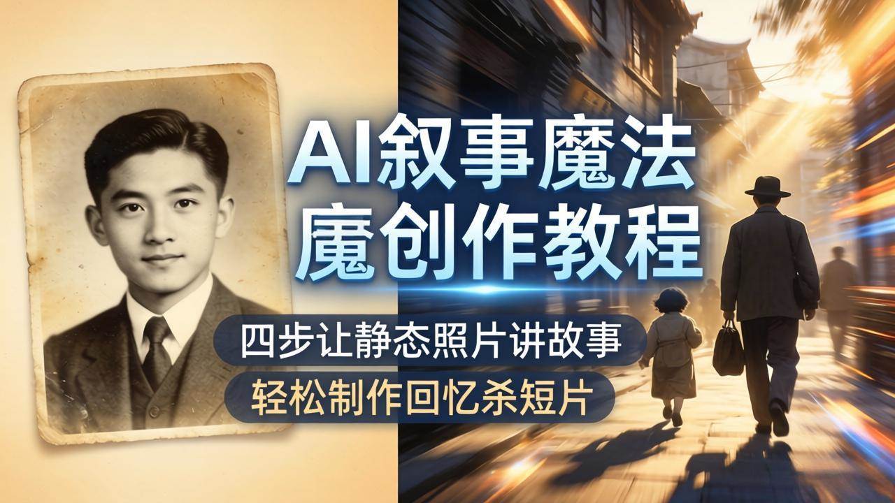 （18208期）AI叙事魔法创作教程，四步让静态照片讲故事，老照片修复加动态特效，轻松制作回忆杀短片-K6源码网